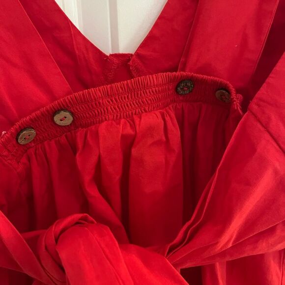 free people red bow tie eye catching criss cross mini dress Large - Picture 5 of 6